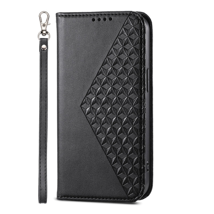 For Google Pixel 9 Pro Cubic Grid Calf Texture Magnetic Leather Phone Case(Black)