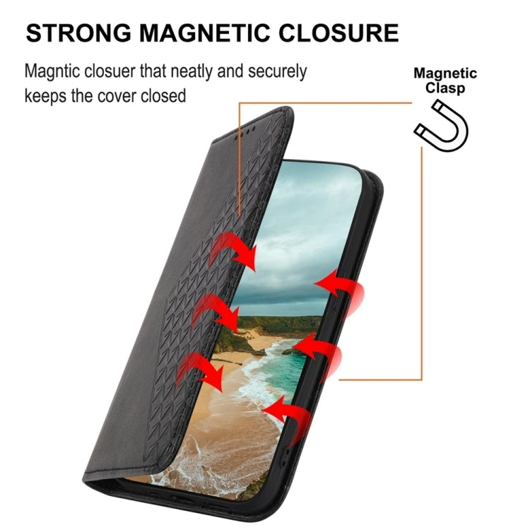 For Google Pixel 9 Pro Cubic Grid Calf Texture Magnetic Leather Phone Case(Black)