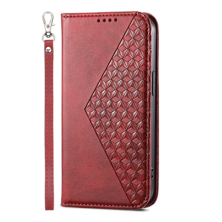 For Google Pixel 9 Pro Cubic Grid Calf Texture Magnetic Leather Phone Case(Red)
