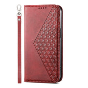 For Google Pixel 9 Pro Cubic Grid Calf Texture Magnetic Leather Phone Case(Red)