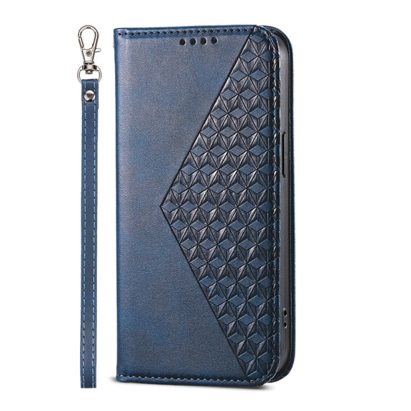 For Google Pixel 9 Pro Cubic Grid Calf Texture Magnetic Leather Phone Case(Blue)