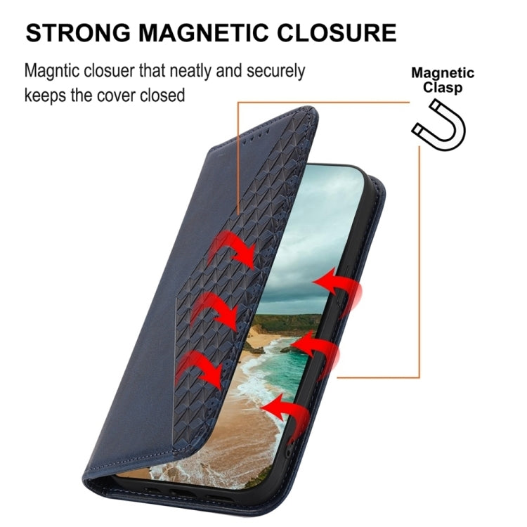 For Google Pixel 9 Pro Cubic Grid Calf Texture Magnetic Leather Phone Case(Blue)