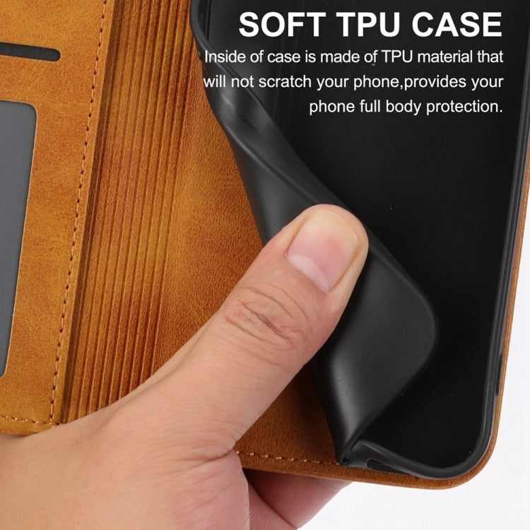 For Google Pixel 9 Pro Cubic Grid Calf Texture Magnetic Leather Phone Case(Yellow)