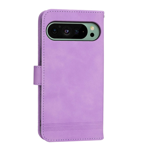 For Google Pixel 9 Dierfeng Dream Line TPU Hybrid PU Leather Phone Case(Purple)