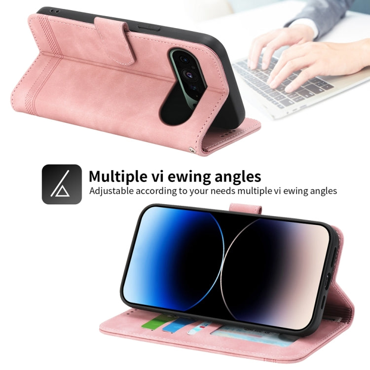 For Google Pixel 9 Dierfeng Dream Line TPU + PU Leather Phone Case(Pink)