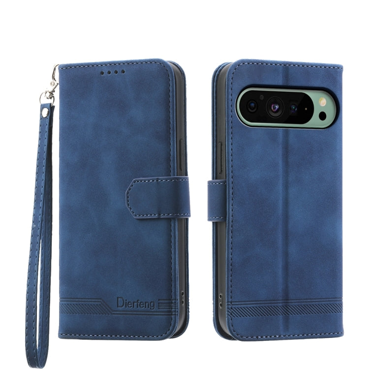 For Google Pixel 9 Dierfeng Dream Line TPU + PU Leather Phone Case(Blue)