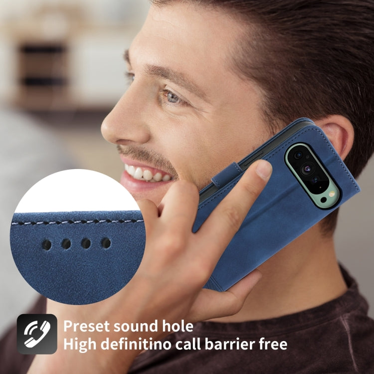 For Google Pixel 9 Dierfeng Dream Line TPU + PU Leather Phone Case(Blue)