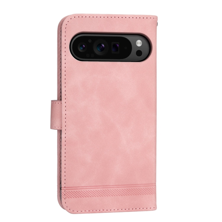 For Google Pixel 9 Pro Dierfeng Dream Line TPU Hybrid PU Leather Phone Case(Pink)