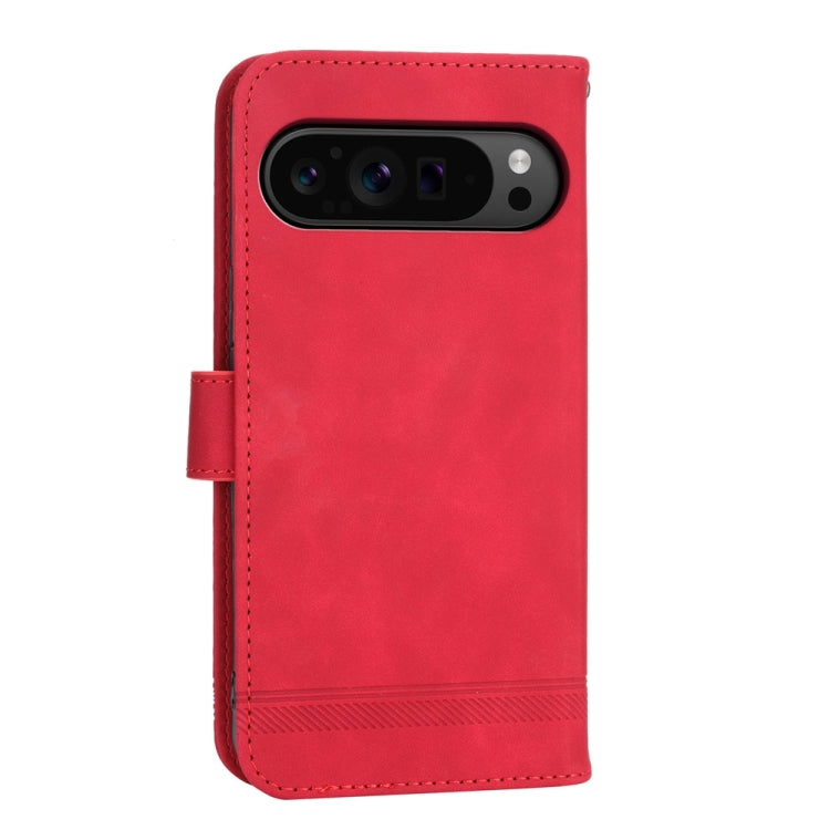For Google Pixel 9 Pro Dierfeng Dream Line TPU Hybrid PU Leather Phone Case(Red)