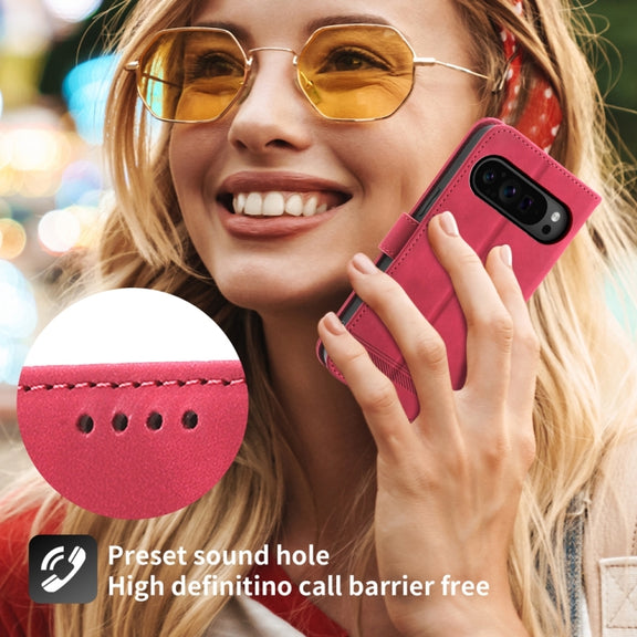 For Google Pixel 9 Pro Dierfeng Dream Line TPU Hybrid PU Leather Phone Case(Red)