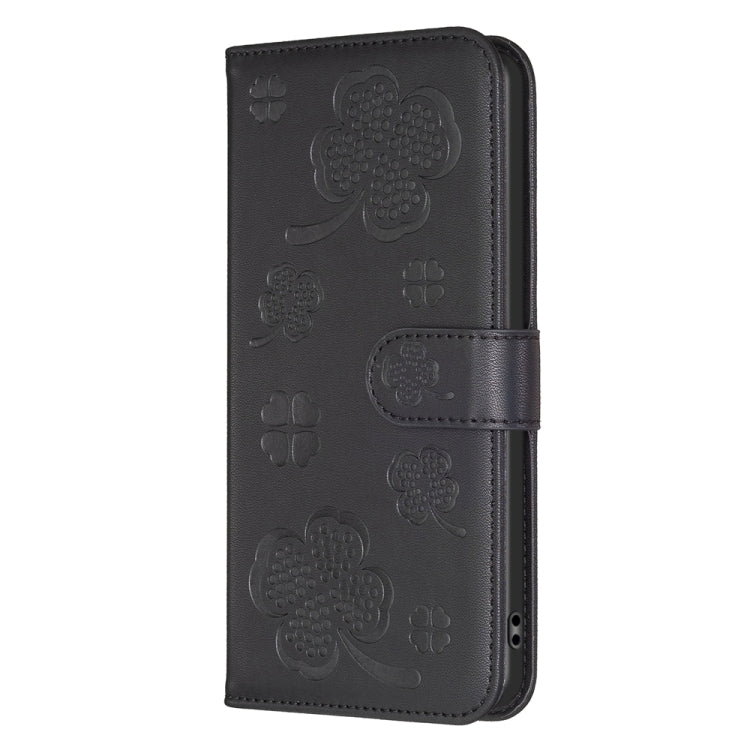 For vivo Y27 4G Four-leaf Embossed Leather Phone Case(Black)