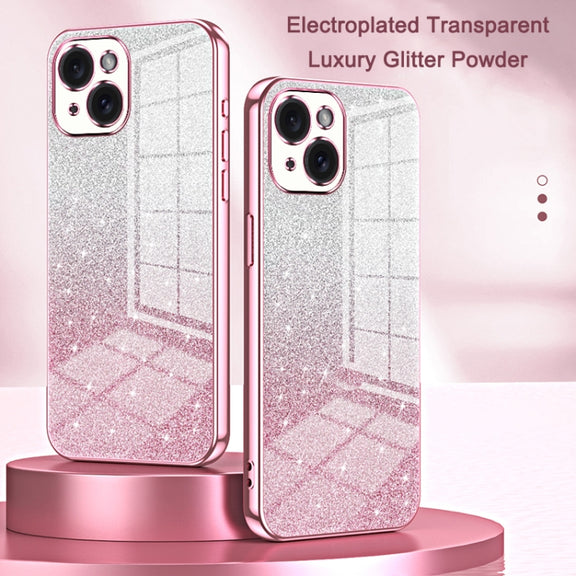 For iPhone 16 Pro Gradient Glitter Powder Electroplated Phone Case(Black)