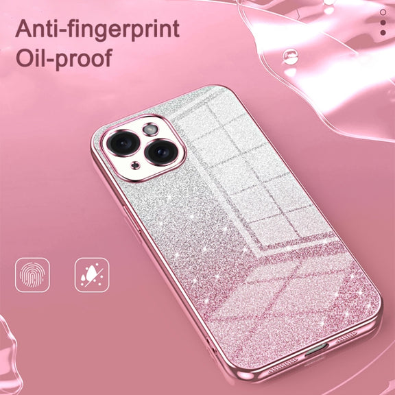For iPhone 16 Pro Gradient Glitter Powder Electroplated Phone Case(Black)