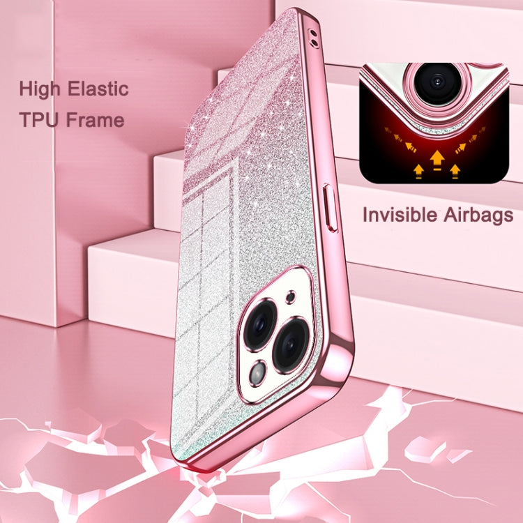 For iPhone 16 Pro Gradient Glitter Powder Electroplated Phone Case(Black)