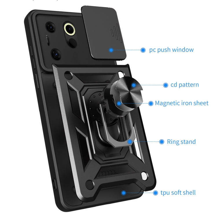For Tecno Camon 20 Premier Sliding Camera Cover Design TPU+PC Phone Case(Blue)