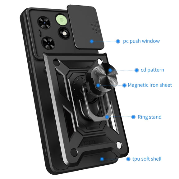 For Tecno Spark Go 2024 / Spark 20 Sliding Camera Cover Design TPU+PC Phone Case(Black)