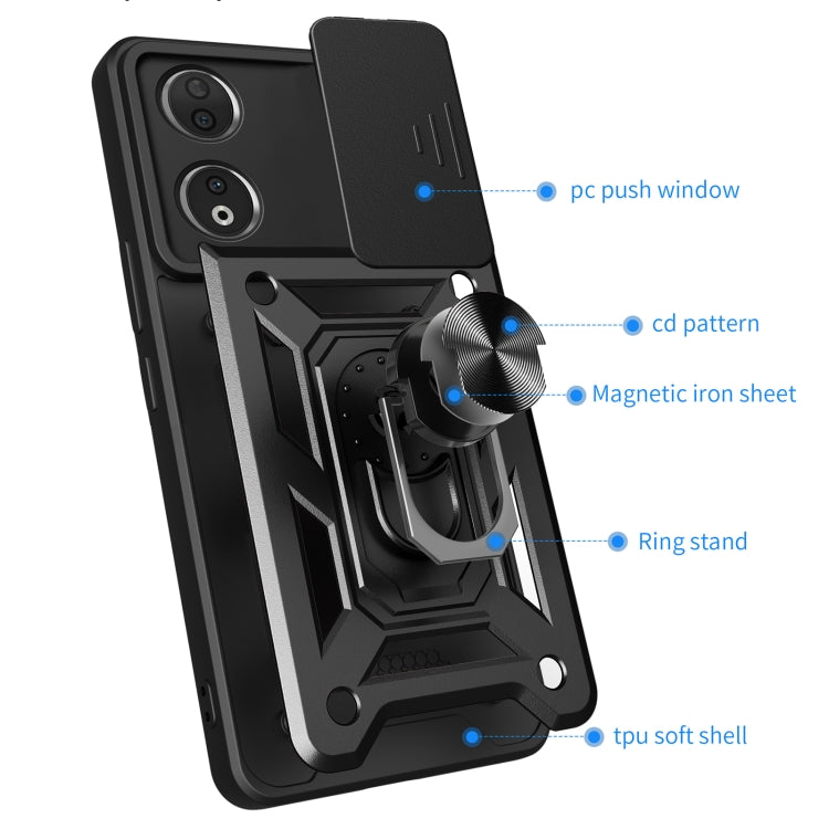 For Honor 90 5G Sliding Camera Cover Design TPU+PC Phone Case(Red)