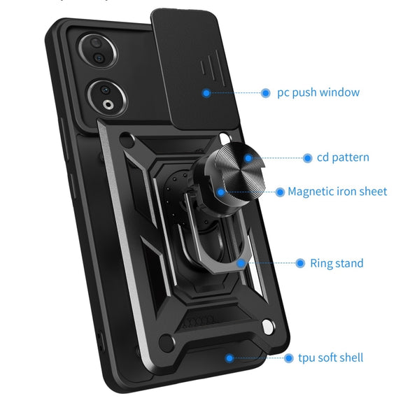 For Honor 90 5G Sliding Camera Cover Design TPU+PC Phone Case(Green)