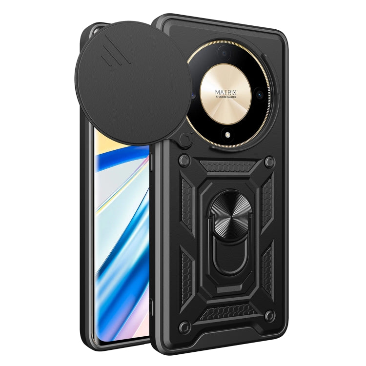 For Honor X9b Sliding Camera Cover Design TPU+PC Phone Case(Black)