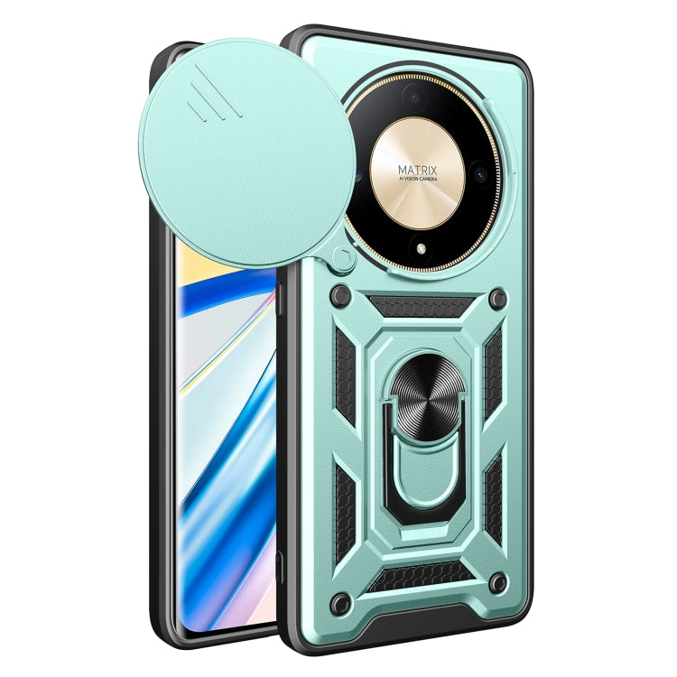 For Honor X9b Sliding Camera Cover Design TPU+PC Phone Case(Green)