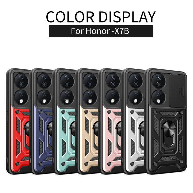 For Honor X7b Sliding Camera Cover Design TPU+PC Phone Case(Red)