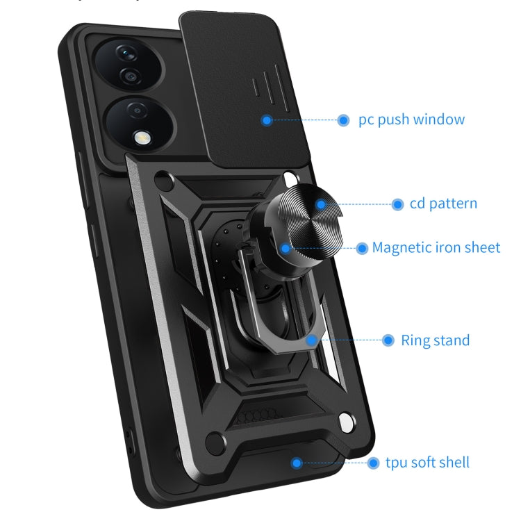 For Honor X7b Sliding Camera Cover Design TPU+PC Phone Case(Red)