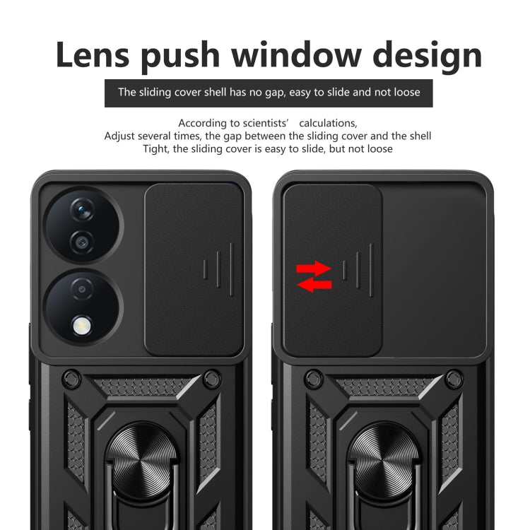 For Honor X7b Sliding Camera Cover Design TPU+PC Phone Case(Red)