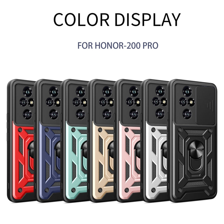 For Honor 200 Pro Sliding Camera Cover Design TPU+PC Phone Case(Silver)