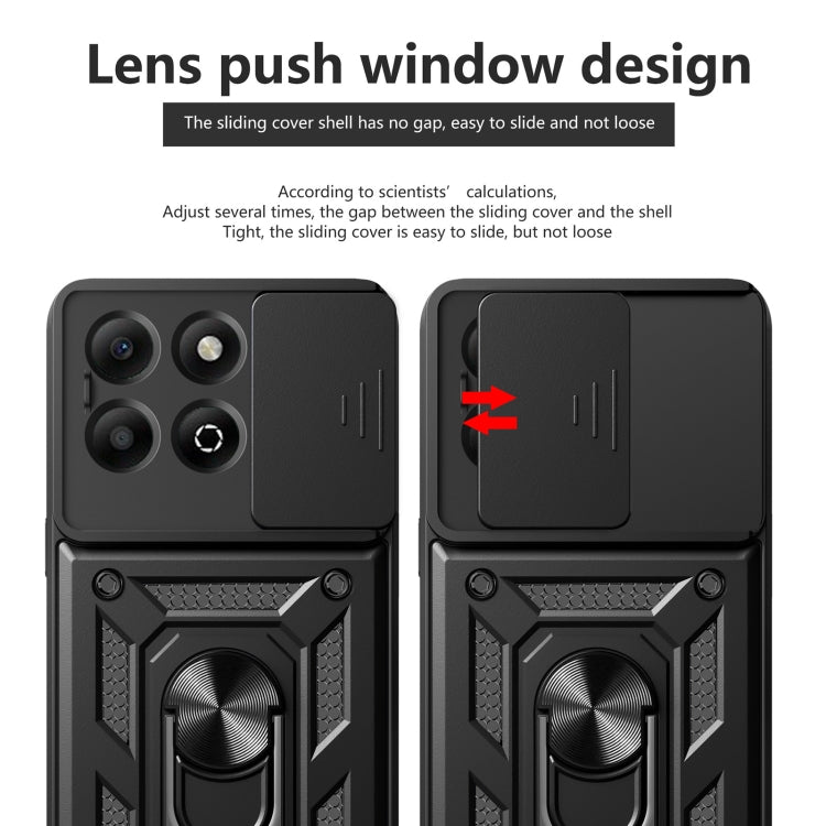 For Honor X6b 4G Sliding Camera Cover Design TPU+PC Phone Case(Blue)