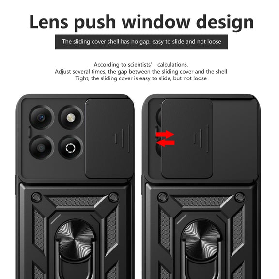 For Honor X6b 4G Sliding Camera Cover Design TPU+PC Phone Case(Blue)