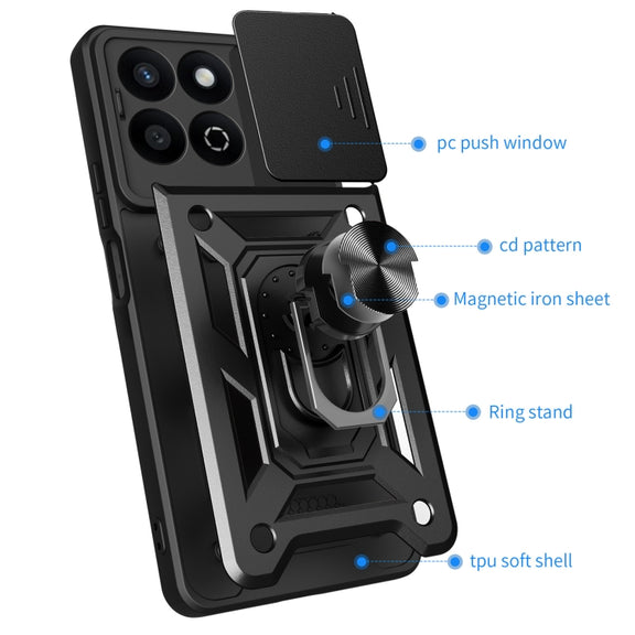 For Honor 200 Smart Sliding Camera Cover Design TPU+PC Phone Case(Blue)
