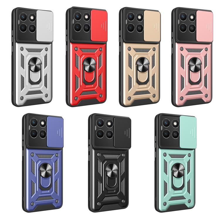 For Honor X8c 4G Sliding Camera Cover Design TPU+PC Phone Case(Gold)