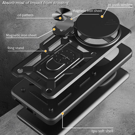 For Honor Magic7 Pro Sliding Camera Cover Design TPU+PC Phone Case(Black)
