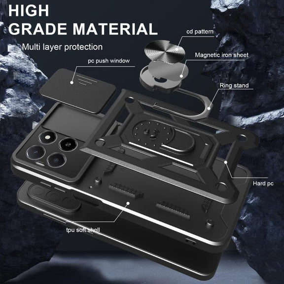 For Honor X5b Plus Sliding Camera Cover Design TPU+PC Phone Case(Silver)