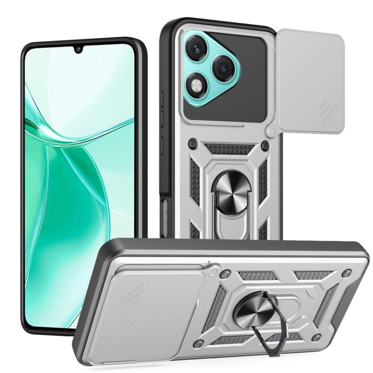 For Honor 400 Lite Global Sliding Camera Cover Design TPU+PC Phone Case(Silver)