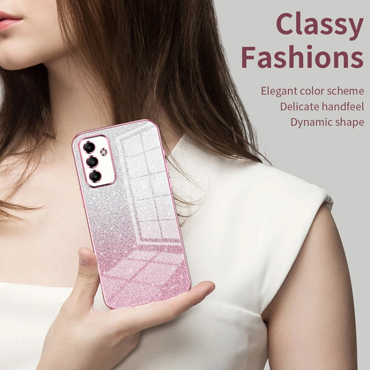 For Samsung Galaxy A53 5G Gradient Glitter Powder Electroplated Phone Case(Transparent)