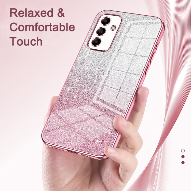 For Samsung Galaxy S22 5G Gradient Glitter Powder Electroplated Phone Case(Gold)