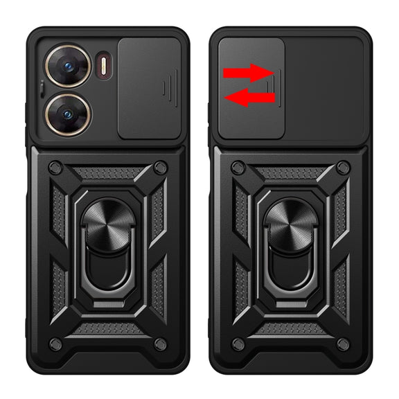 For vivo V29e 5G Global Sliding Camera Cover Design TPU+PC Phone Case(Black)