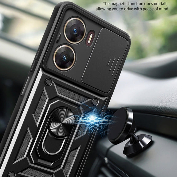 For vivo V29e 5G Global Sliding Camera Cover Design TPU+PC Phone Case(Black)