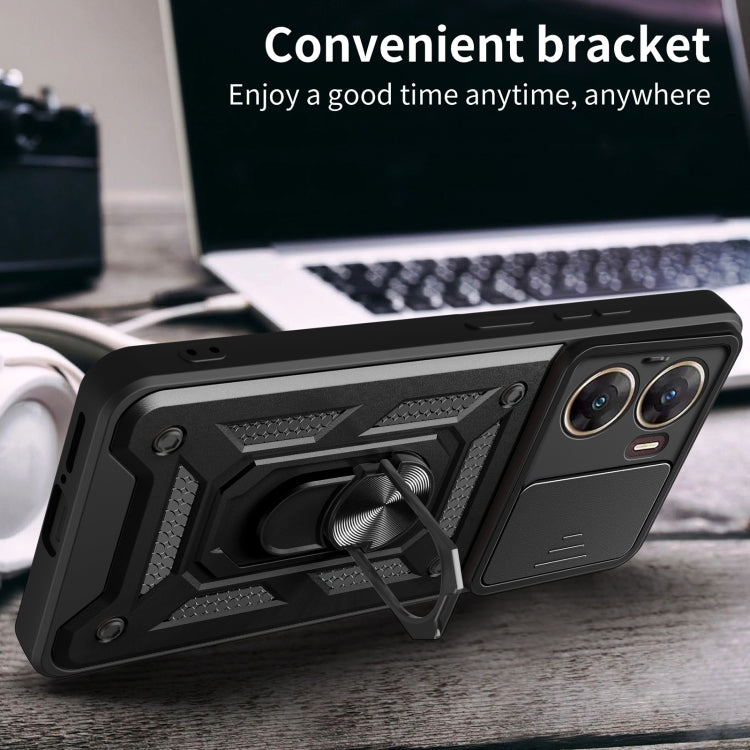 For vivo V29e 5G Global Sliding Camera Cover Design TPU+PC Phone Case(Black)