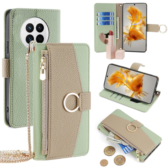 For Huawei Mate 50 Crossbody Litchi Texture Leather Phone Case(Green)
