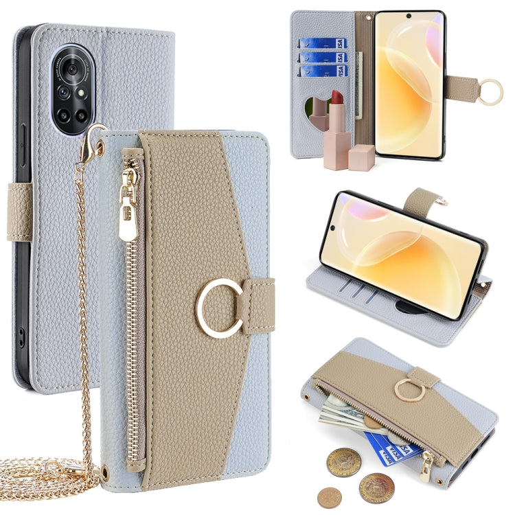 For Huawei nova 8 Crossbody Litchi Texture Leather Phone Case(Blue)