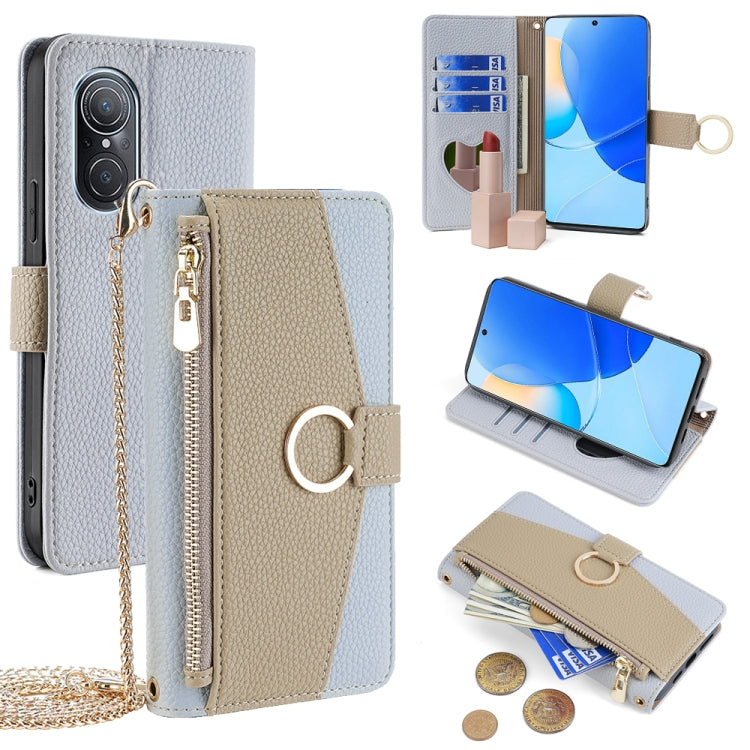 For Huawei nova 9 SE 4G Crossbody Litchi Texture Leather Phone Case(Blue)