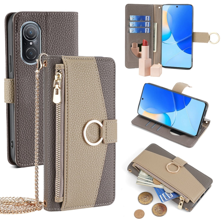 For Huawei nova 9 SE 4G Crossbody Litchi Texture Leather Phone Case(Grey)