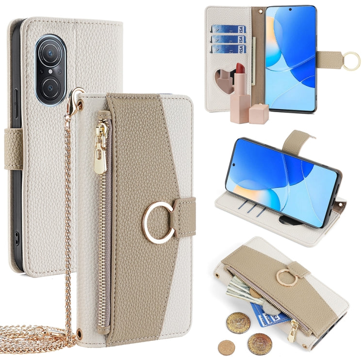 For Huawei nova 9 SE 4G Crossbody Litchi Texture Leather Phone Case(White)