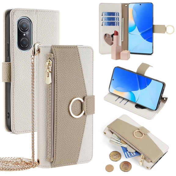 For Huawei nova 9 SE 4G Crossbody Litchi Texture Leather Phone Case(White)