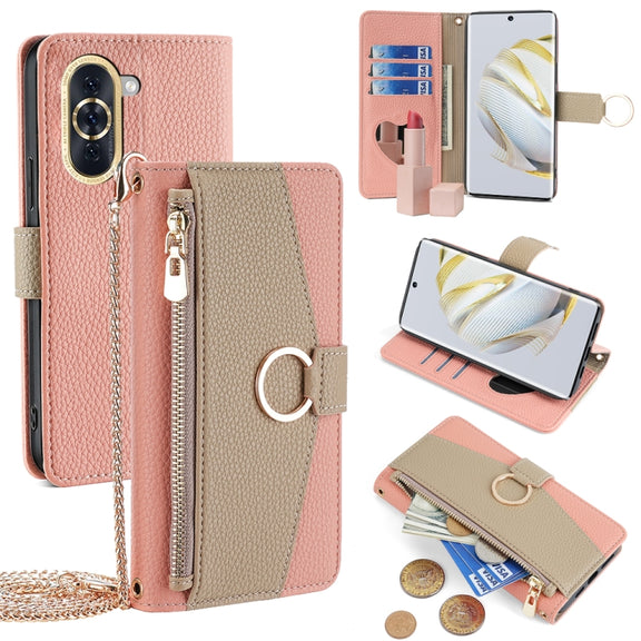 For Huawei nova 10 Crossbody Litchi Texture Leather Phone Case(Pink)