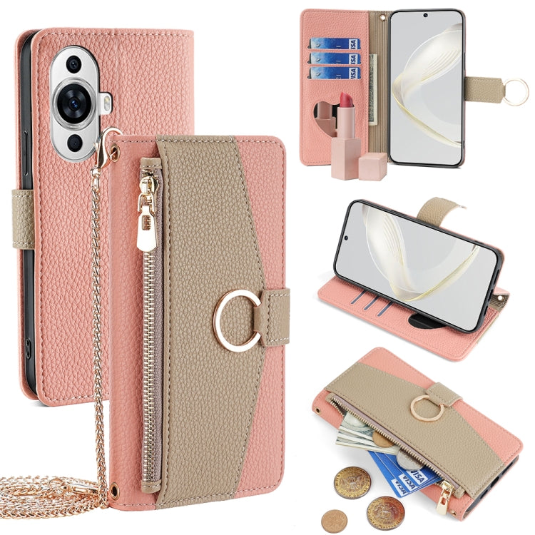 For Huawei nova 11 4G Crossbody Litchi Texture Leather Phone Case(Pink)