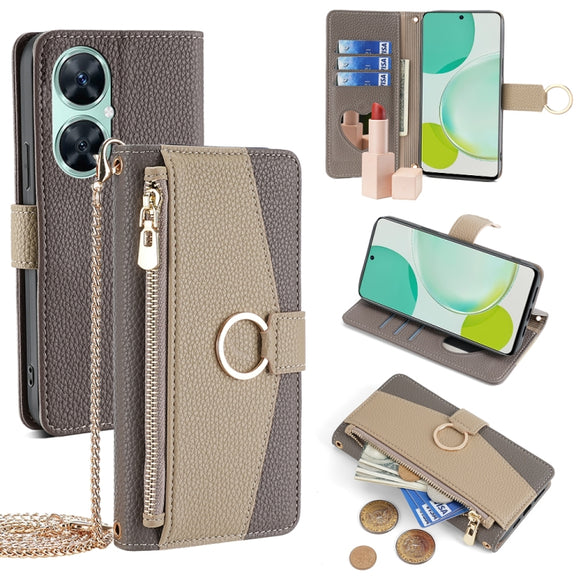 For Huawei Enjoy 60 Pro/Nova 11i/Maimang 20 Crossbody Litchi Texture Leather Phone Case(Grey)