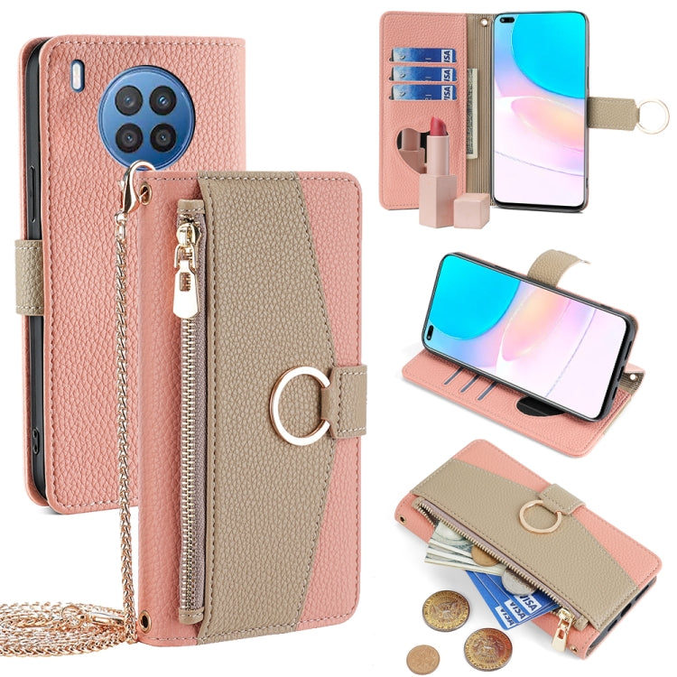 For Huawei nova 8i Crossbody Litchi Texture Leather Phone Case(Pink)